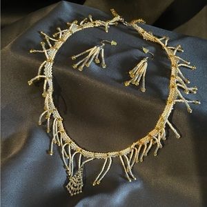 Glass bead necklace and earrings. Handmade , one of a kind!